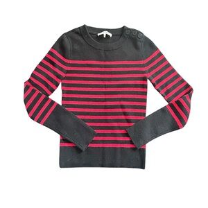 Frame Denim Black and Red Striped Sweater